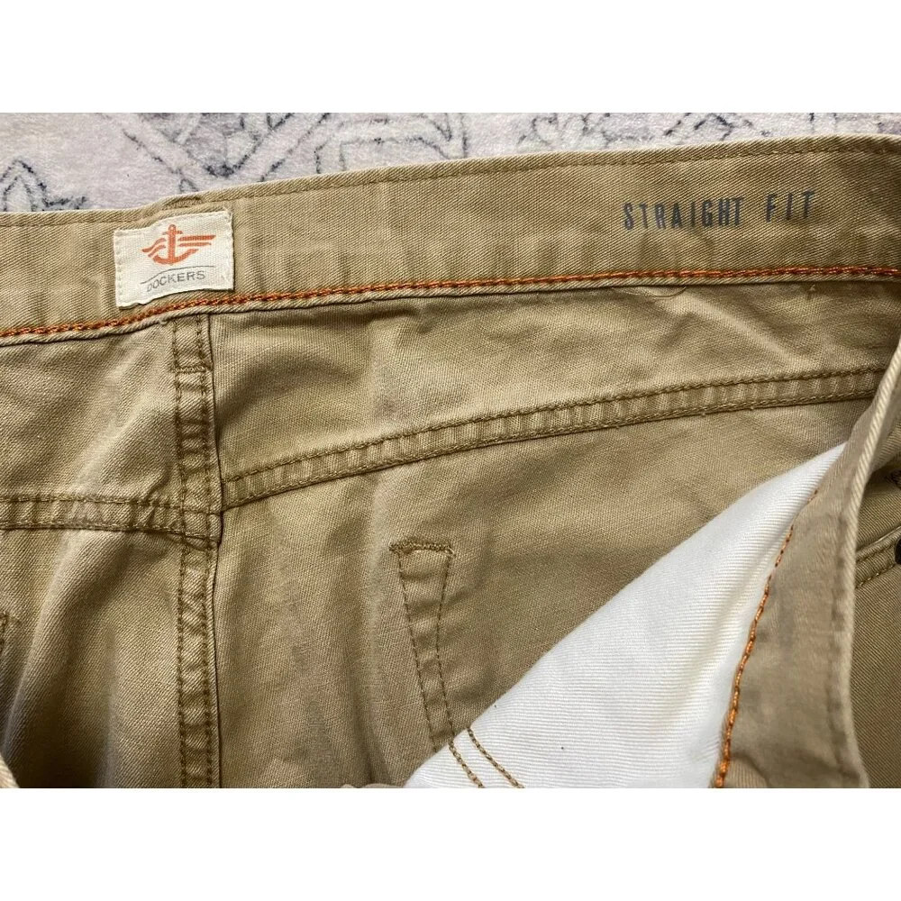 Vtg Dockers Mens Straight Fit Khaki Pants 36x32‎ 100% Cotton Beige Casual Wear